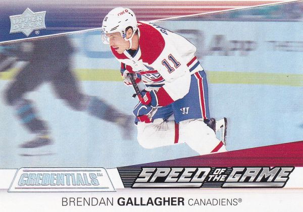 insert karta BRENDAN GALLAGHER 21-22 Credentials Speed of the Game číslo SG20